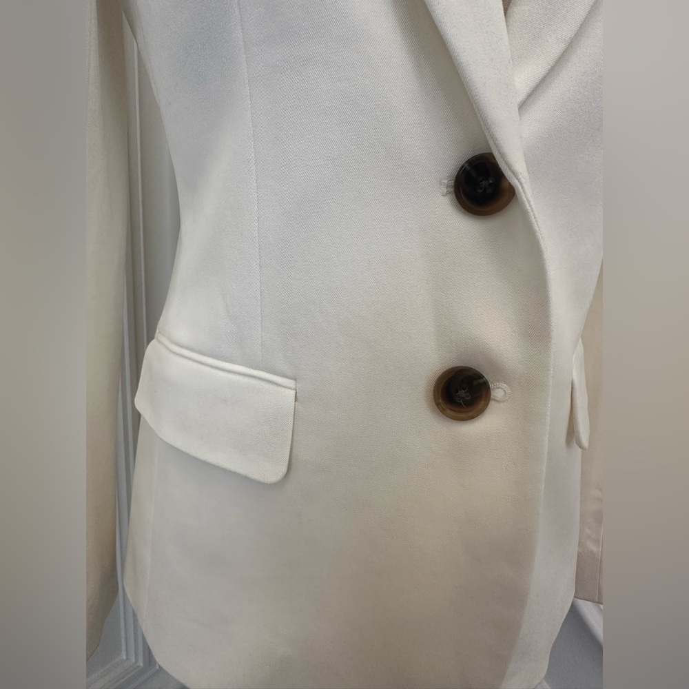 J. Crew NWT White Cotton Blend Fitted Women’s Blazer (Size 2) - Picture 3 of 9
